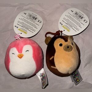 Squishmallow Piper the Penguin & Hans the Hedgehog Clip Set 3.5” 2017